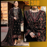 ZAB633 Bareeze Black Embroidered Dhanak Three Piece Winter Collection