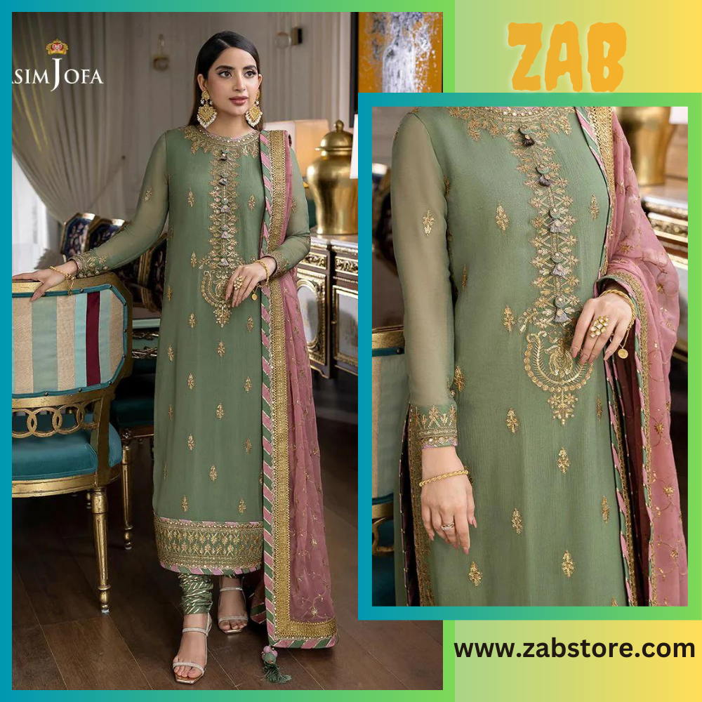 ZAB634 Asim Jofa, Unstiched 3 piece chiffon suit