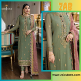 ZAB634 Asim Jofa, Unstiched 3 piece chiffon suit