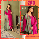 ZAB640 WINTER 3PC Dhanak suit with Embroidered Shawll