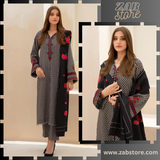 zab678 Nisa Unstitched 3 Piece Karandi Printed Dress