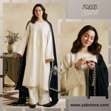 zab686 Winter 3-Pc Embroidered Dhanak Suit with Heavy Embroidered Dhanak Shawl