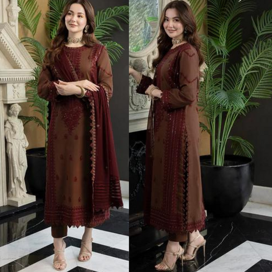 Asim Jofa, unstitched 3 piece lawn sequence embroidered suit zab783