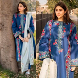 zab797 Zara shahjahan, unstitched 3 piece embroidered summer suit.