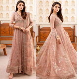 zab850 Organza Unstitched 3 Piece Heavy Embroidered Frock