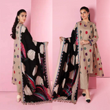 ZAB563 Nishat Skin Dhanak Embroidered three piece With Woolen Shawl