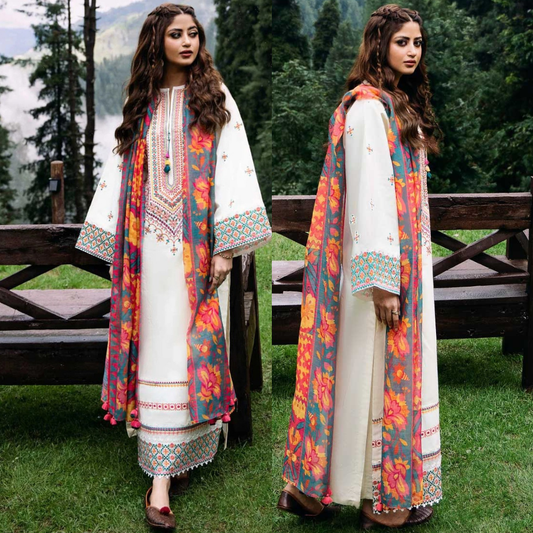zab867 Khadder Fabric Zara Shajahan with Banadoria Digital Print Dupatta