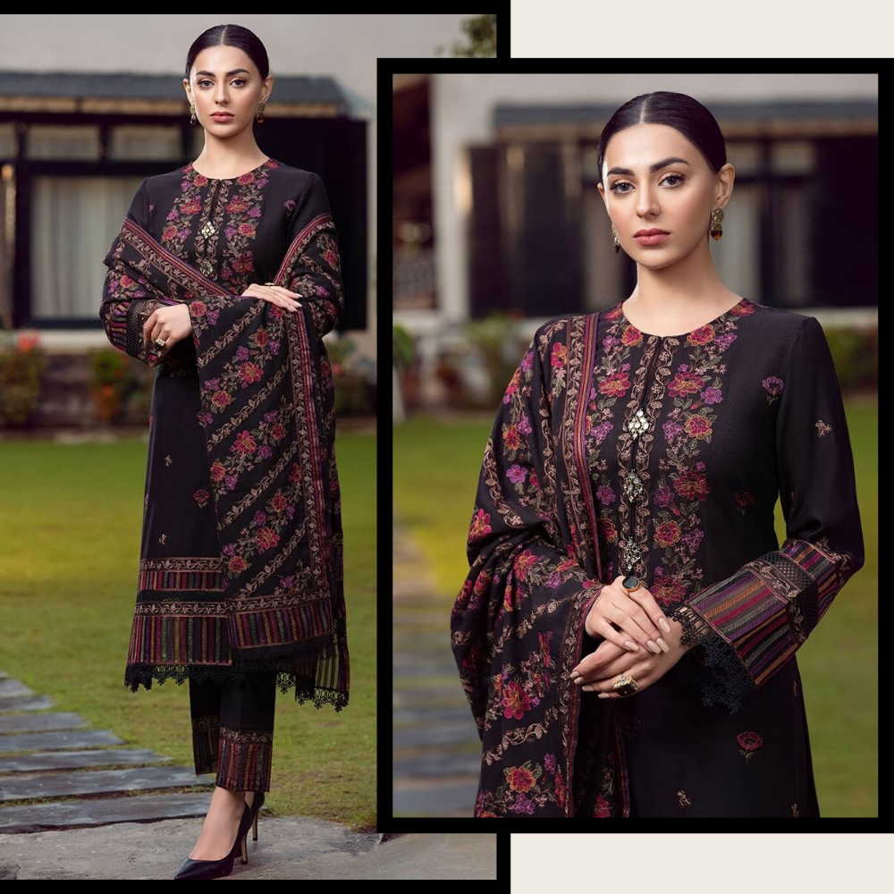 ZAB2098 Bareeze Unstitched 3pcs Embroidered Dhanak Suit with Heavy Embroidered Shawl