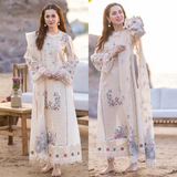 zab836 Chikenkari Qalamkar Embroidered Dhanak Three Piece