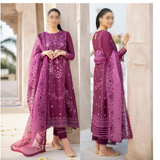 ZAB535 Cross Stitch, unstitched 3 piece linen embroidered suit