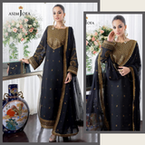 ZAB596 ASIM JOFA 3PC EMBROIDERED LINEN STUFF WITH CHIFFON DUPATTA