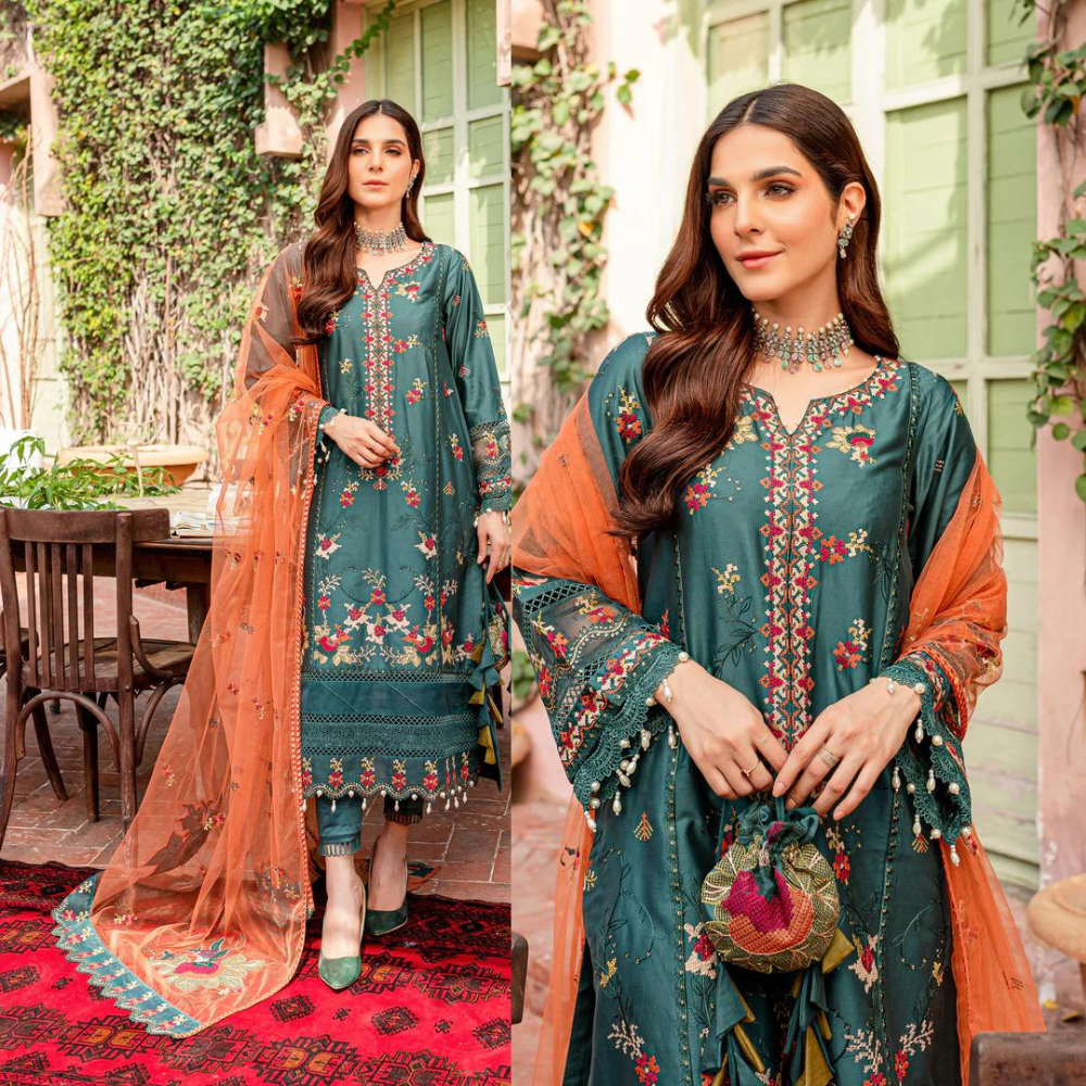 ZAB550 Nisa Zink Unstitched 3 Piece Embroidered Lawn Suit