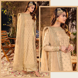 ZAB620 Nisa Skin Unstitched 3 Piece Silk Embroidered Dress