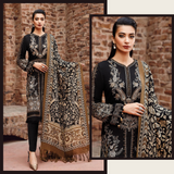 Zab317 3PC Dhanak suit with Printed Wool Shawll