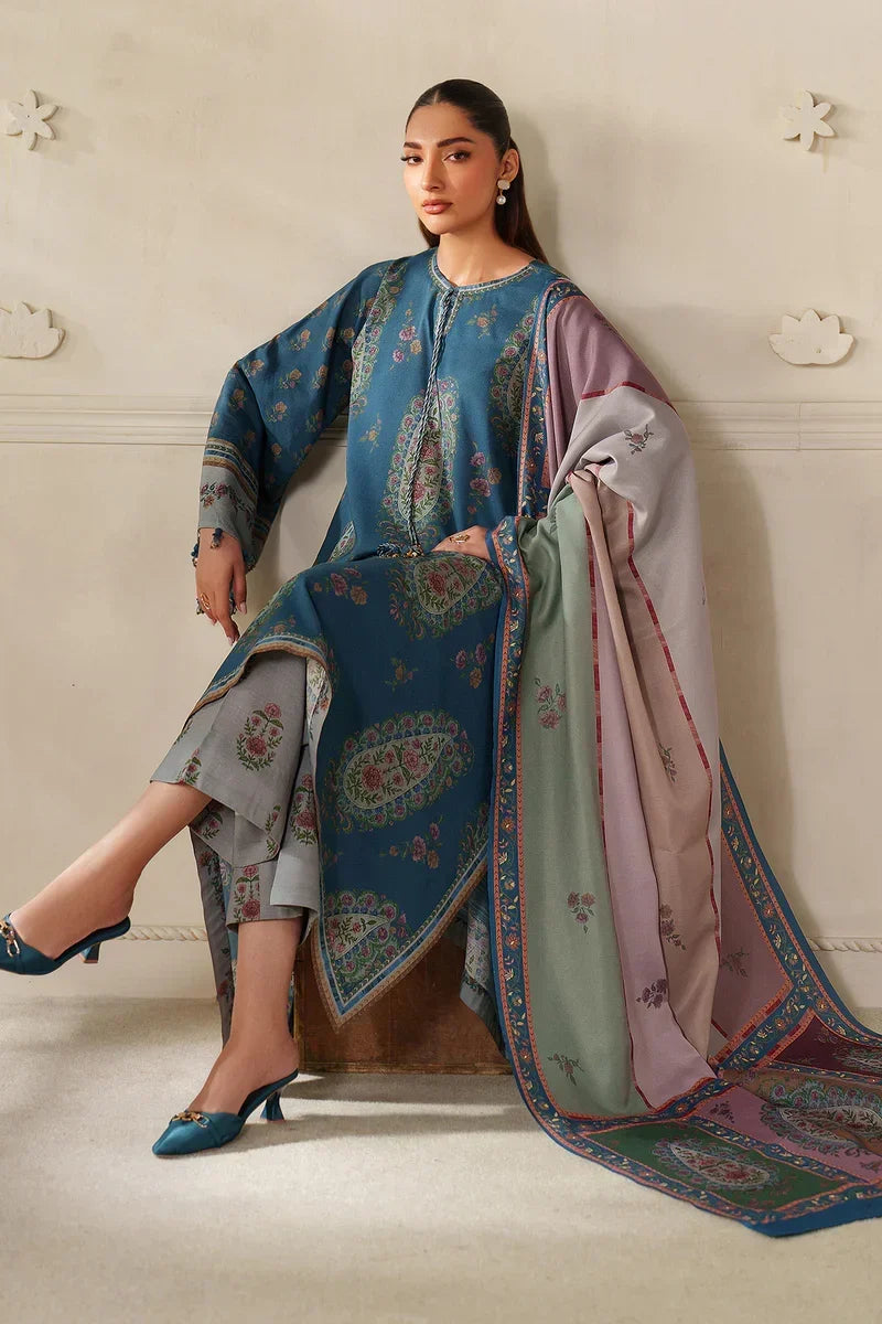 Sapphire - Winter 3PC Karandi Digital Print Dress - zab1527