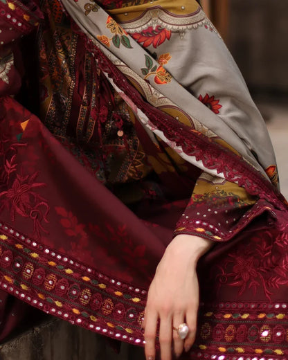Charizma - Winter 3PC Karandi Digital Print Dress - zab1524