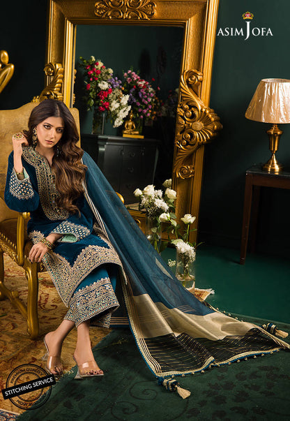 3PC Velvet Heavy Embroidered Shirt With Organza Dupatta -Zab300