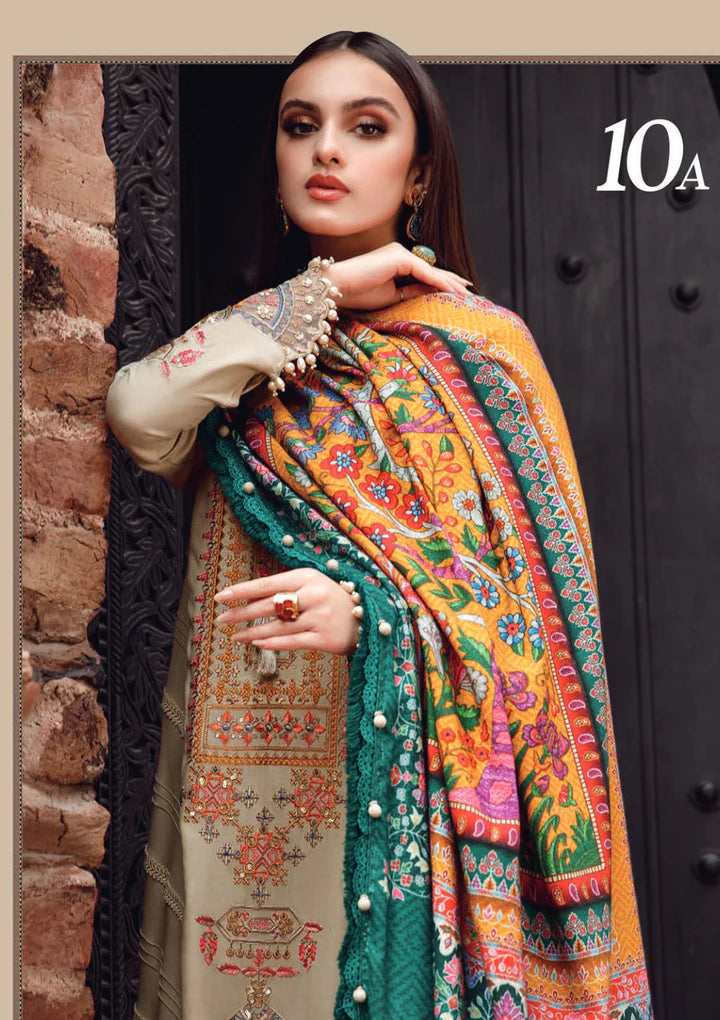 Zab318 3PC Dhanak suit with Print Wool Shawll