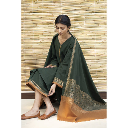 Zab305 3PC Dhanak suit with Digital Print Shawl