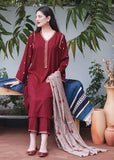 Zab302 3PC Dhanak suit with Embroidered Shawll