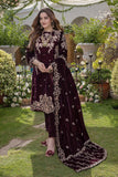 Zab954 Embroidered Velvet Three piece With Velvet Shawl Winter Collection