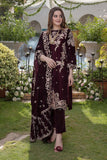 Zab954 Embroidered Velvet Three piece With Velvet Shawl Winter Collection