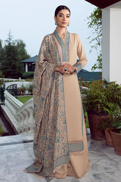 Zab2095 Bareeze Unstitched 3pcs Embroidered Dhanak Suit with Heavy Embroidered dhanak Shawl