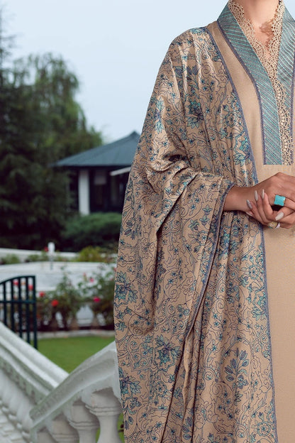 Zab2095 Bareeze Unstitched 3pcs Embroidered Dhanak Suit with Heavy Embroidered dhanak Shawl