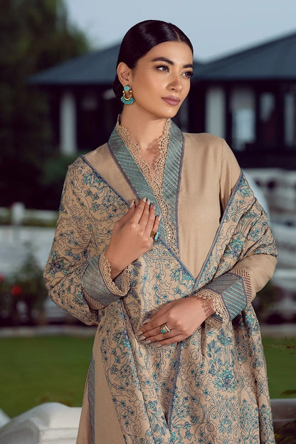 Zab2095 Bareeze Unstitched 3pcs Embroidered Dhanak Suit with Heavy Embroidered dhanak Shawl