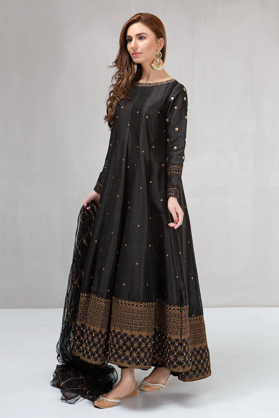 Zab2006 Maria B, unstiched 3 piece kataan silk frock style embroidered suit