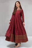 Zab1006 Maria B, unstiched 3 piece kataan silk frock style embroidered suit